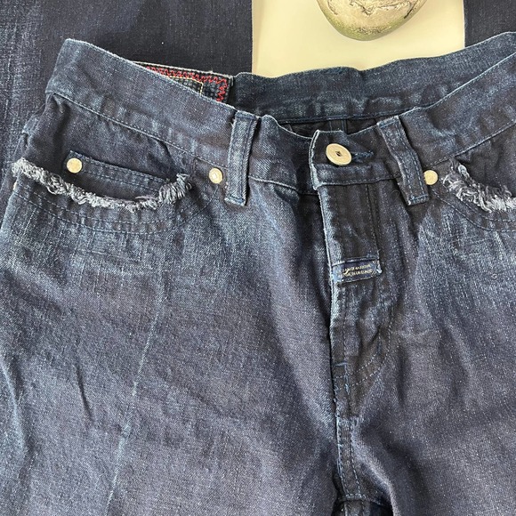 Marithe Francois Girbaud Womens Jeans Size 29 Boot Leg Frayed Pockets Creased - Picture 3 of 12